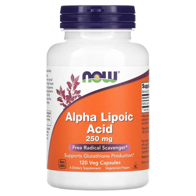Альфа липоевая кислота NOW FOODS ALPHA LIPOIC ACID, 250 мг, 120 вег капсул NS31741