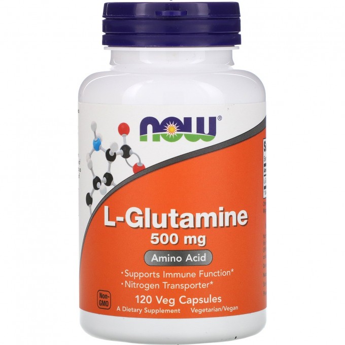 Аминокислота NOW FOODS L-GLUTAMINE, 500 мг - 120 капсул NS26190