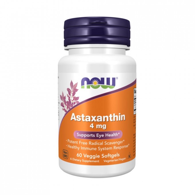 Астаксантин NOW FOODS Astaxanthin 4 mg, Zanthin, 60 капсул NS26174