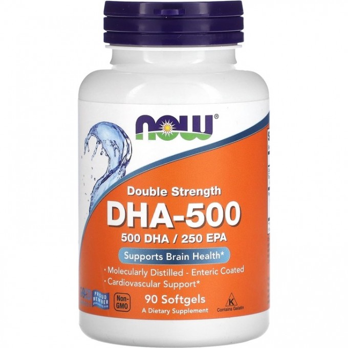 Биологически активная добавка NOW FOODS DHA-500 (Омега-3), 500 мг - 90 капсул NS31077