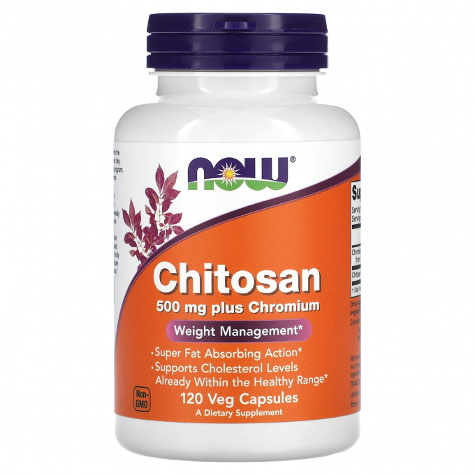 Хитозан с хромом NOW FOODS CHITOSAN PLUS 500 мг, 120 капсул NS4927
