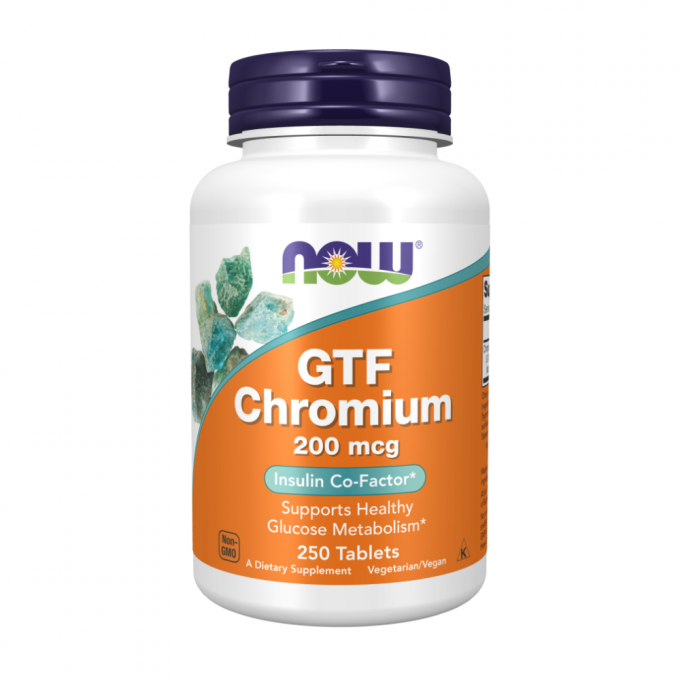 Хром NOW FOODS GTF CHROMIUM 200 мкг, 250 таблеток NS32601