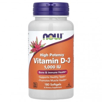 Витамин NOW FOODS VITAMIN D-3 1000 IU High Potency, 180 капсул